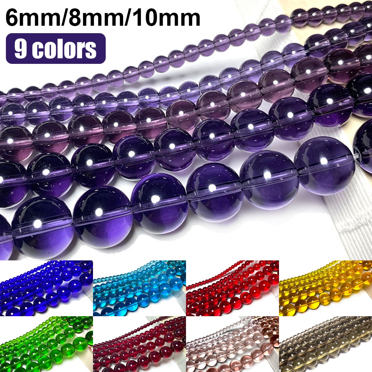 Natural Round Stone Beads Genuine Real Gemstones Smooth Beads with 800pcs  6mm 15 Kinds for Jewelry Making Bracelet Earrings Necklace DIY Crafting Art