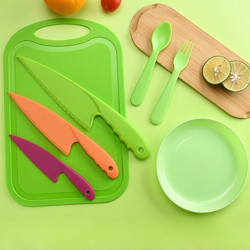 Plastic Knives Set With Chopping Board Set Safety Knife Set - Temu