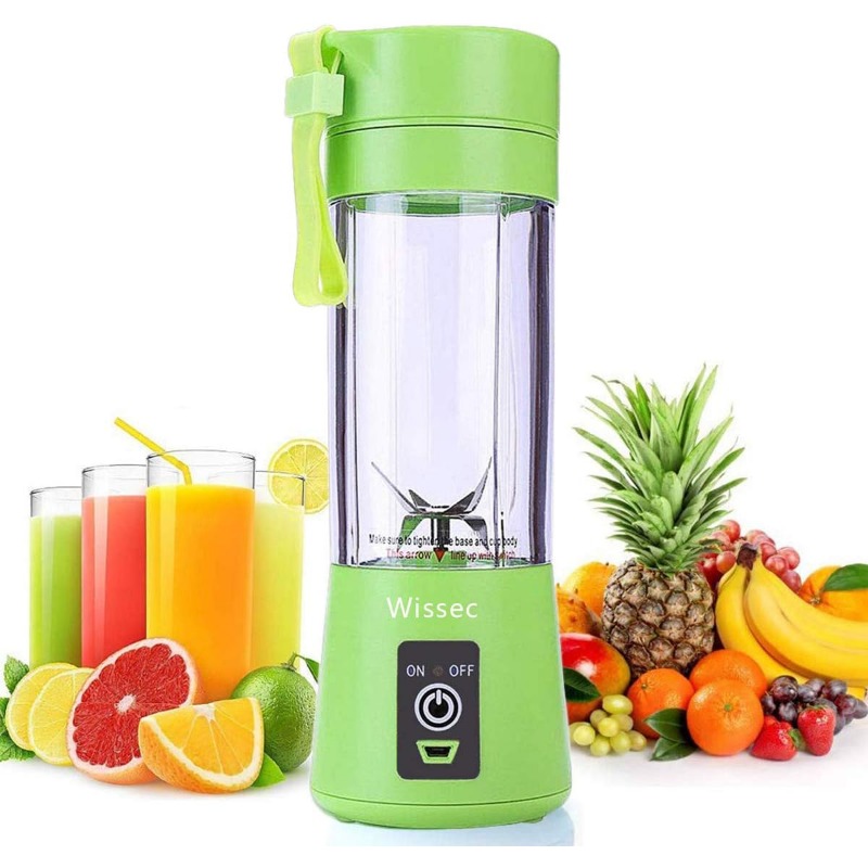 Mini Blender, Portable Electric Juicer Cup 380ML Personal Blender Smoothie  Maker USB Rechargeable Fruit Juice Extractor and Mixer with 6PCS Blades for