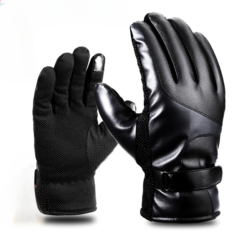 Men's Winter Thickened Cotton Plus Velvet Waterproof Gloves - Temu