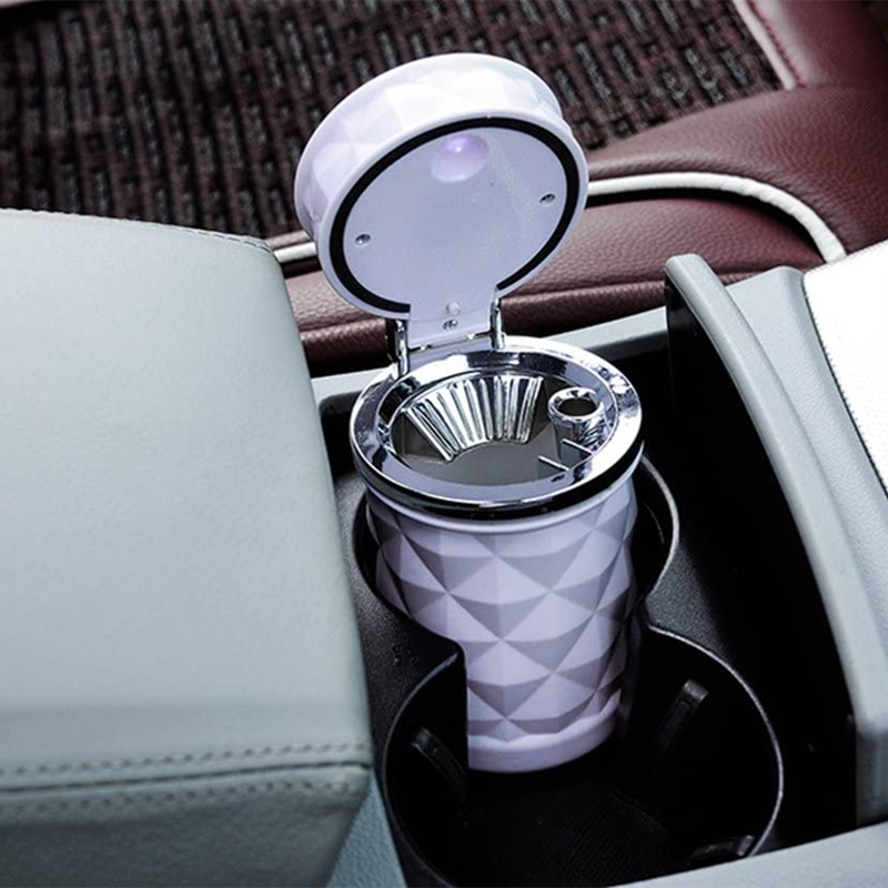 Car Ashtray With Led Light Portable Universal Alloy Ash Tray - Temu