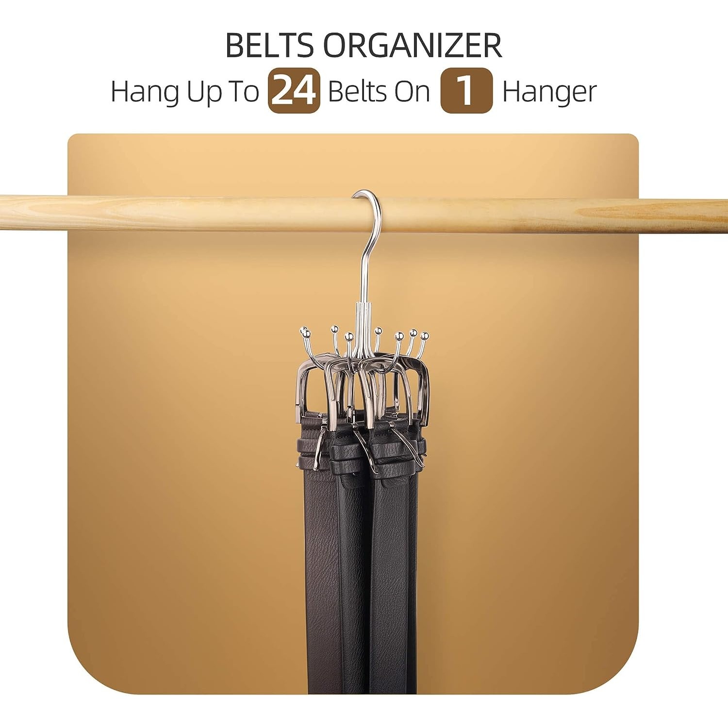 Belt Hanger Belt Rack Closet Accessories Organizer 24 Storage Capacity