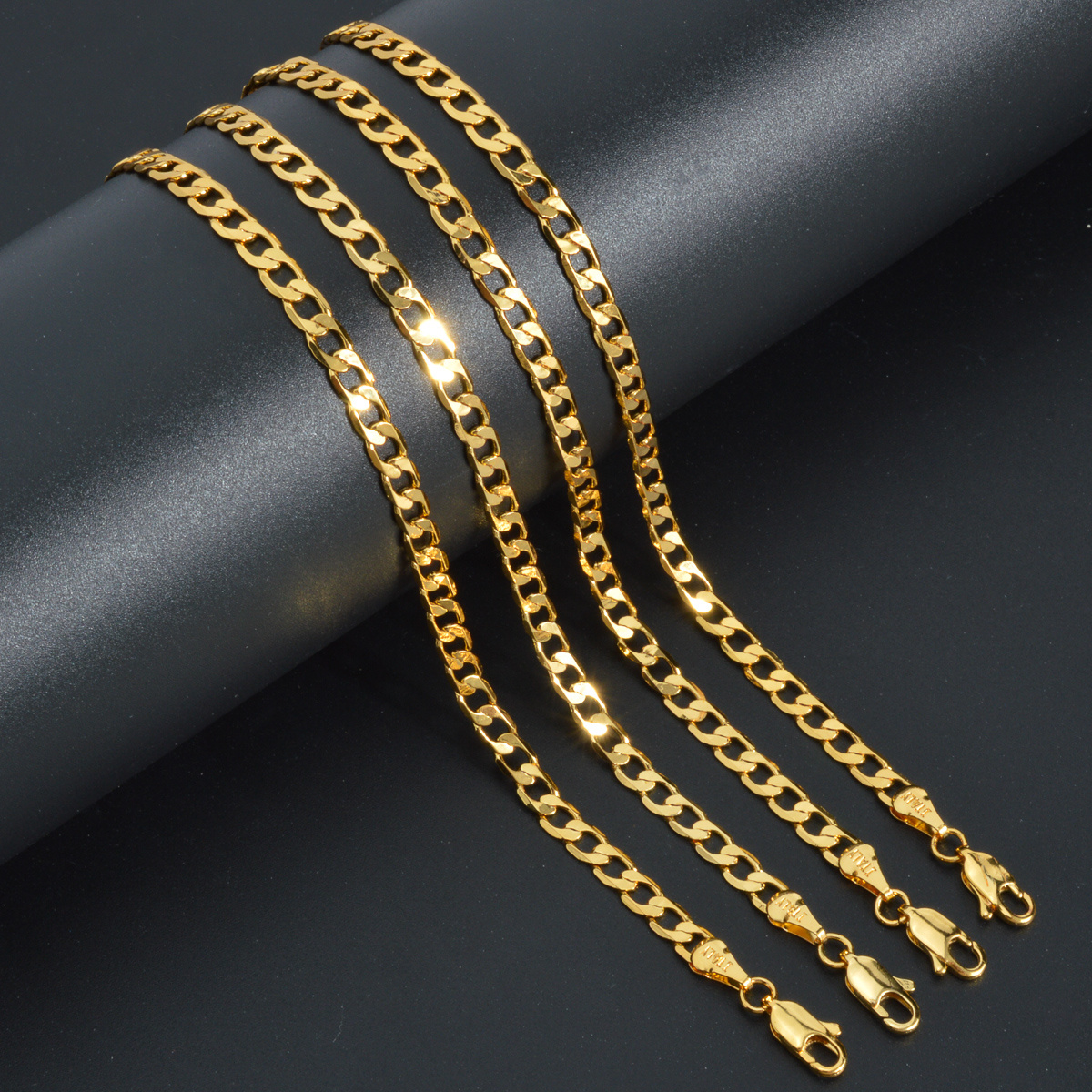 1pc 5mm Golden Link Chain Necklace For Men And Women - Durable Copper,  Electroplated With Golden Jewelry For Long-Lasting Shine And Style Jewelry