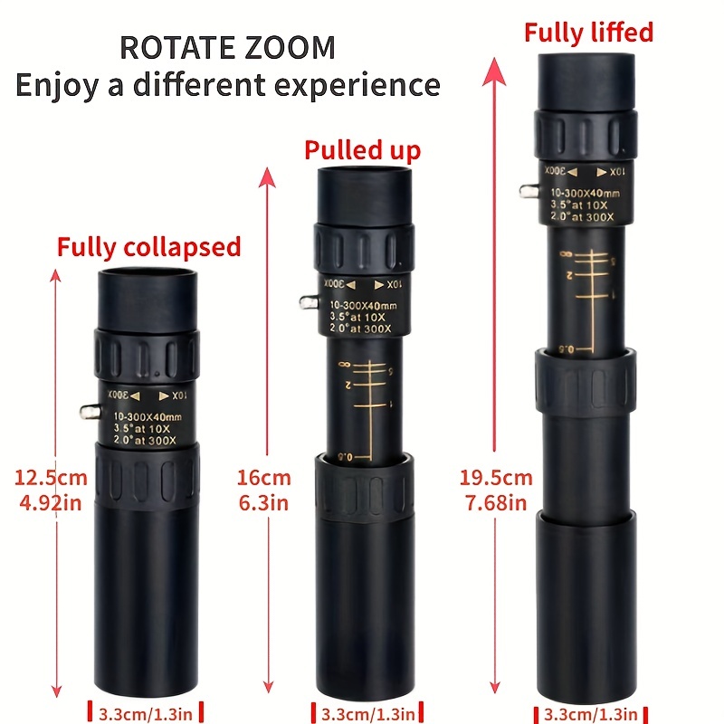 HD Portable Monocular Telescope 300x Zoom Long Range Professional Spyglass