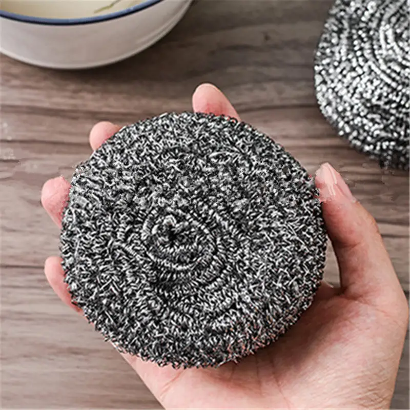 Bowl Dish Pot Steel Wire Sponge Cleaning Scrubber Scouring Pads 4 Pcs