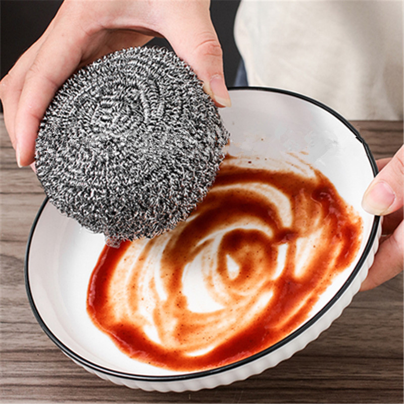 2 PCS Stainless Steel Sponges Scrubbers Cleaning Ball Utensil Scrubber  Metal Scrubber Scouring Pads Ball for Pot Pan Dish Wash Cleaning for  Removing Rust Dirty Cookware Cleaner with Handle 