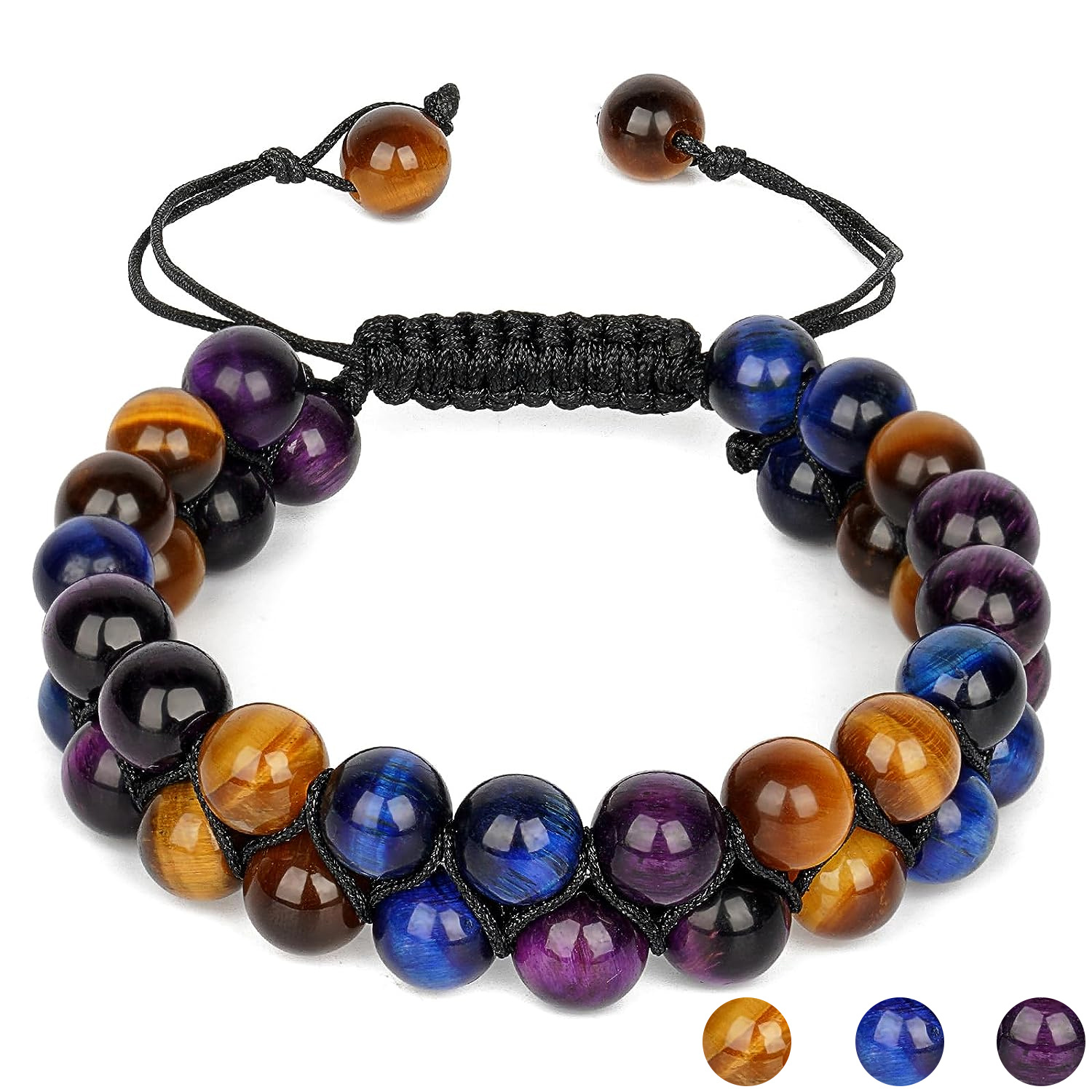 Lapis Lazuli Tiger Eye Beaded Bracelet Men's Natural Stone - Temu Canada