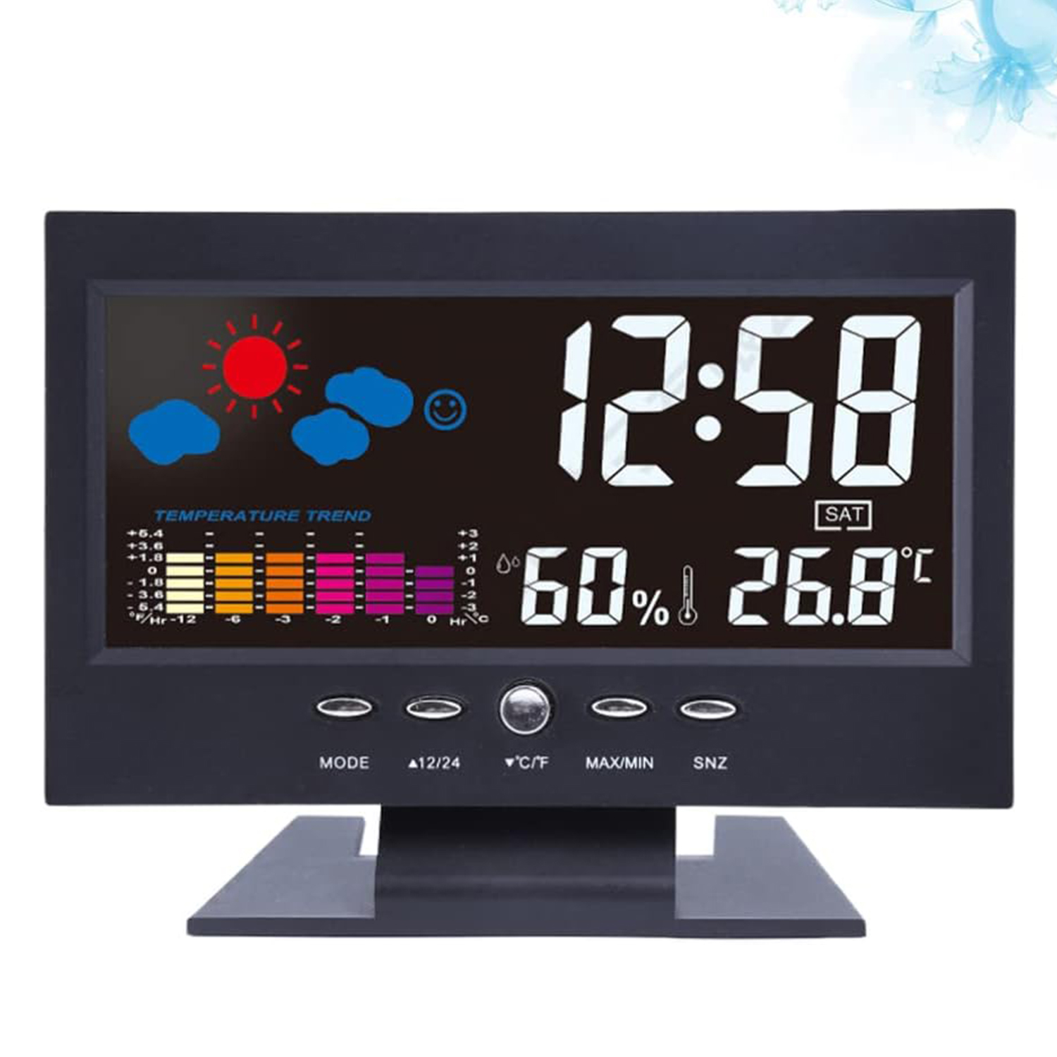 Worallymy Digital Table Clock Temperature Humidity Display Alarm
