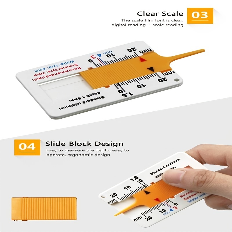 1 Pièce Jauge De Profondeur De Bande De Roulement De Pneu En Plastique 0-20  Mm, Pied À Coulisse À Vernier De Profondeur,portable Pour Vérificateur De  Bande De Roulement De Pneu