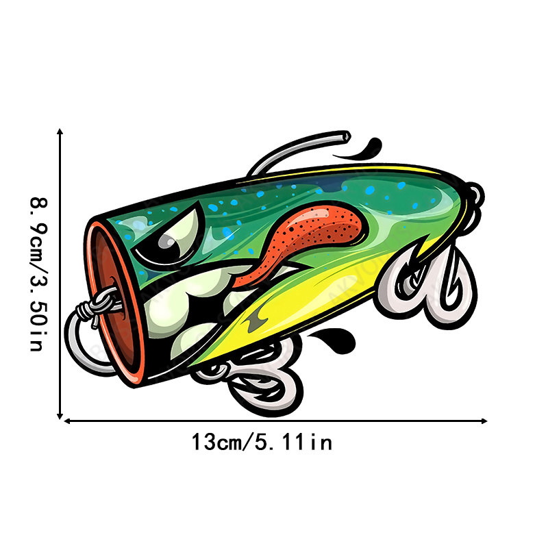 5.1'' Fishing Lure Exterior Accessories Vinyl Reflective Stickers  Waterproof Anime Car Stickers Laptop Trunk Car Warp Printing Window Decals
