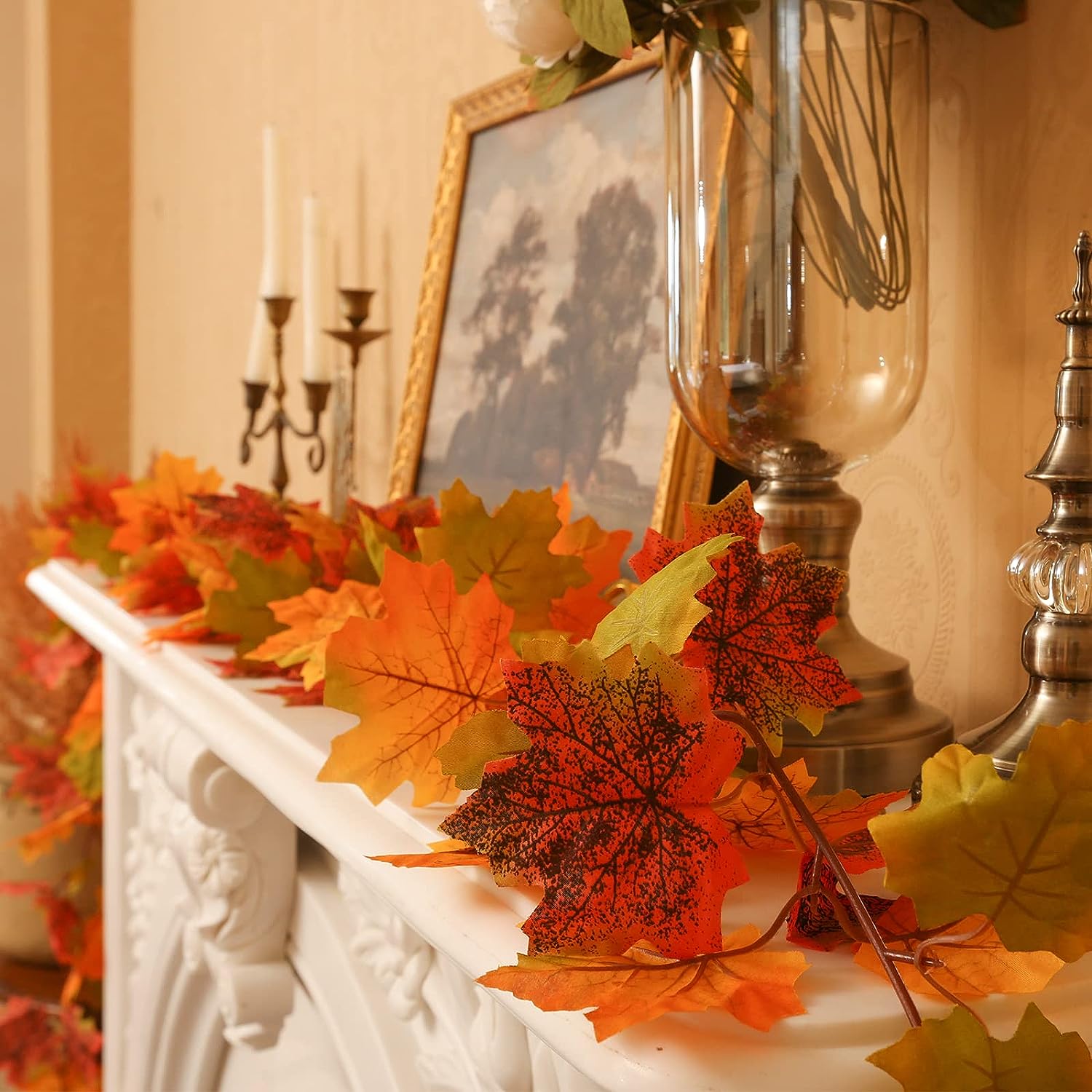 Yellow Maple Leaf Garland Thanksgiving Orange Artificial - Temu