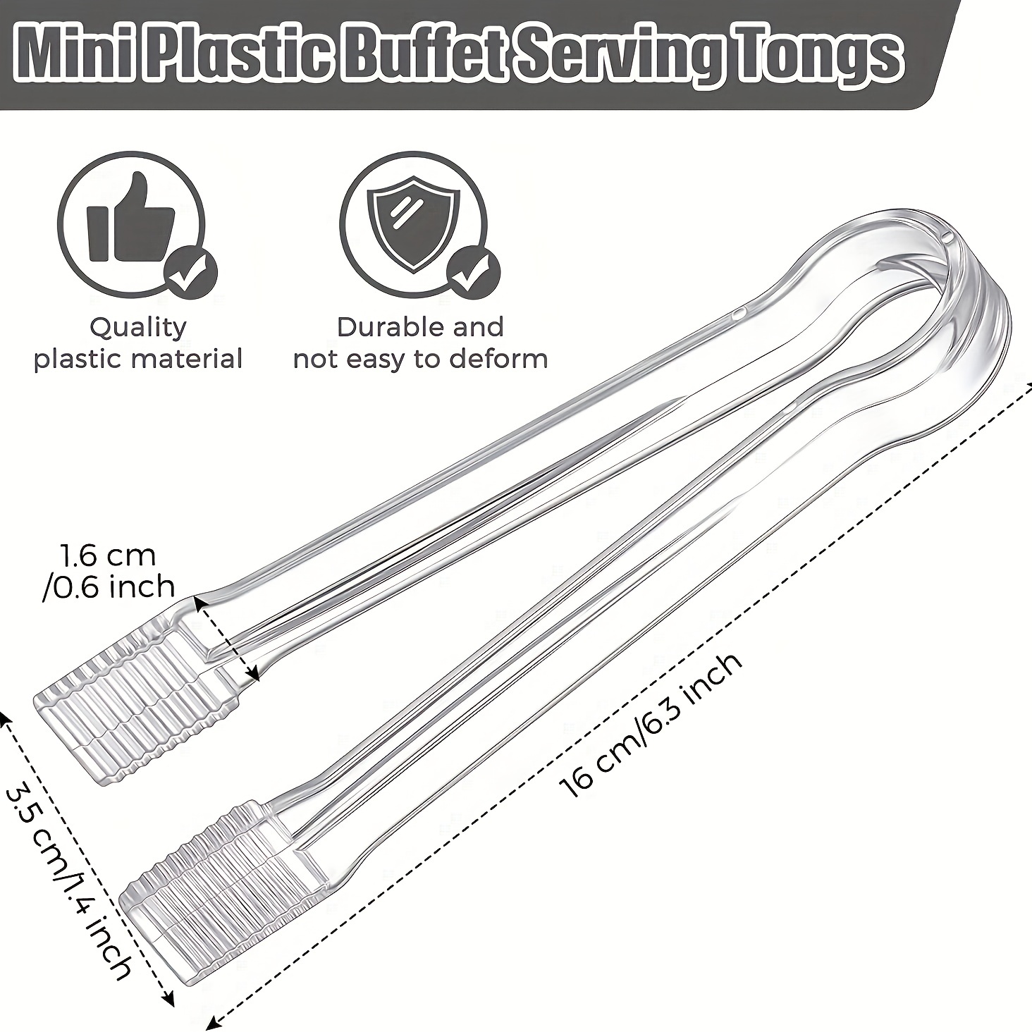 5pcs Serving Tongs Plastic Ice Cube Fruit Bread Steak Salad Dessert Tongs