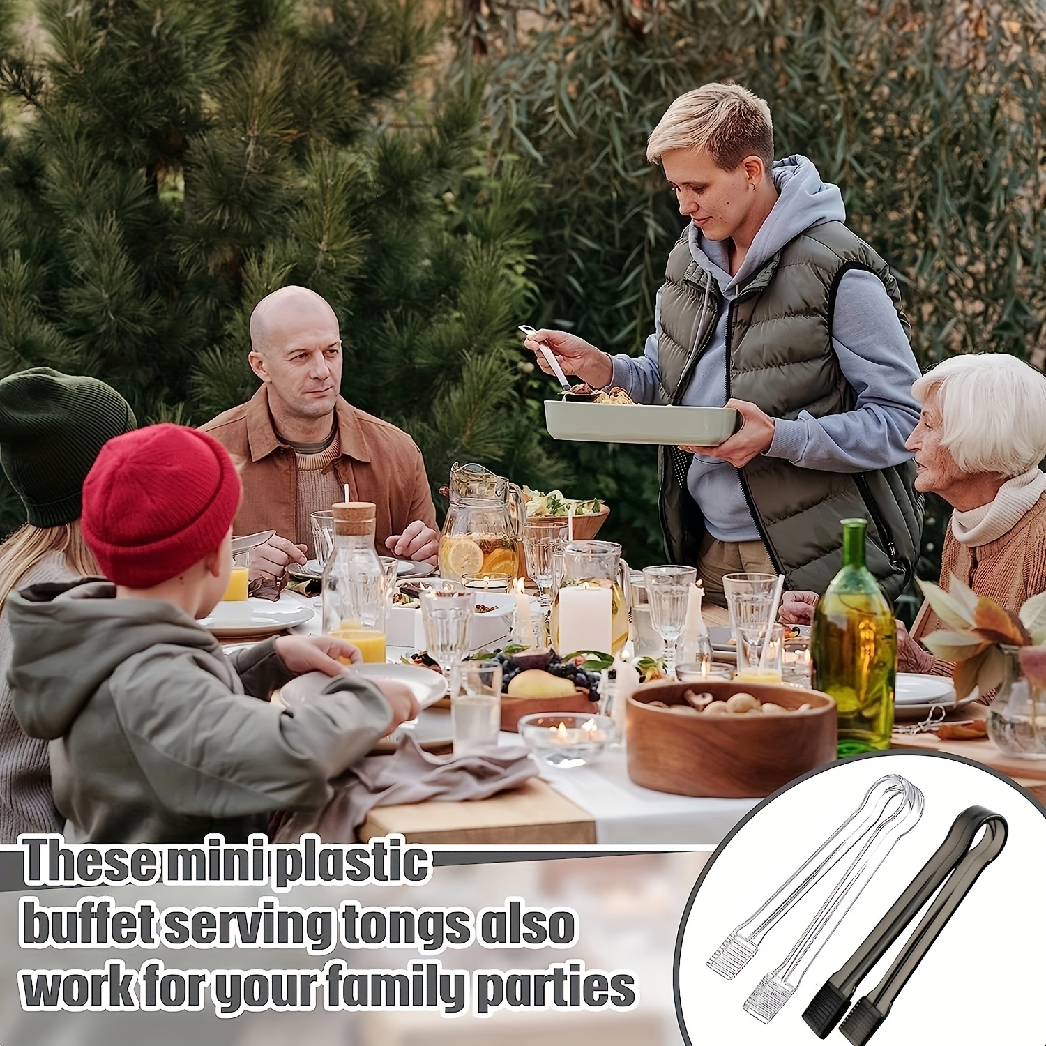5pcs Serving Tongs Plastic Ice Cube Fruit Bread Steak Salad Dessert Tongs