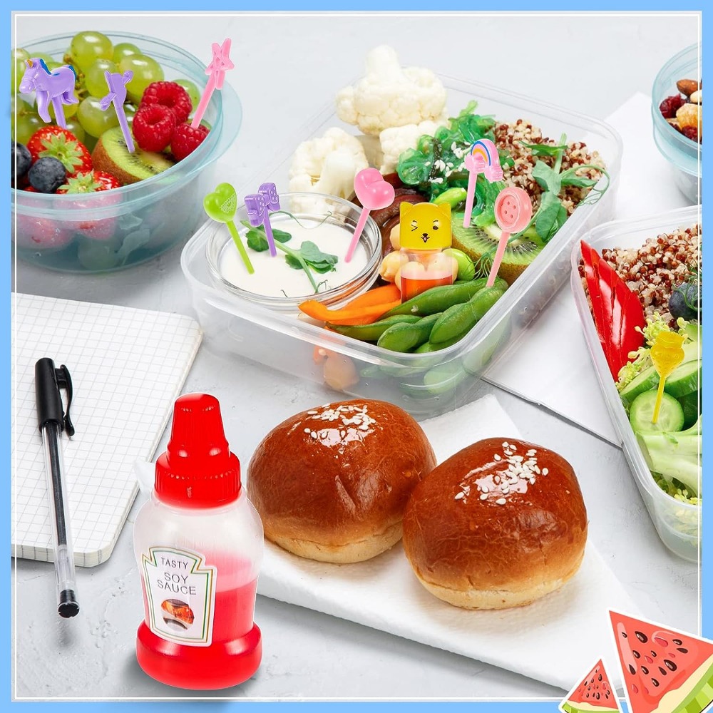 Cute Mini Animal Set Lunchbox Bento Condiment Sauce Bottles