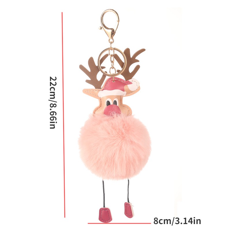 handmade, Accessories, Reindeer Bag Charm Keychain Pom Pom Clip To Purse