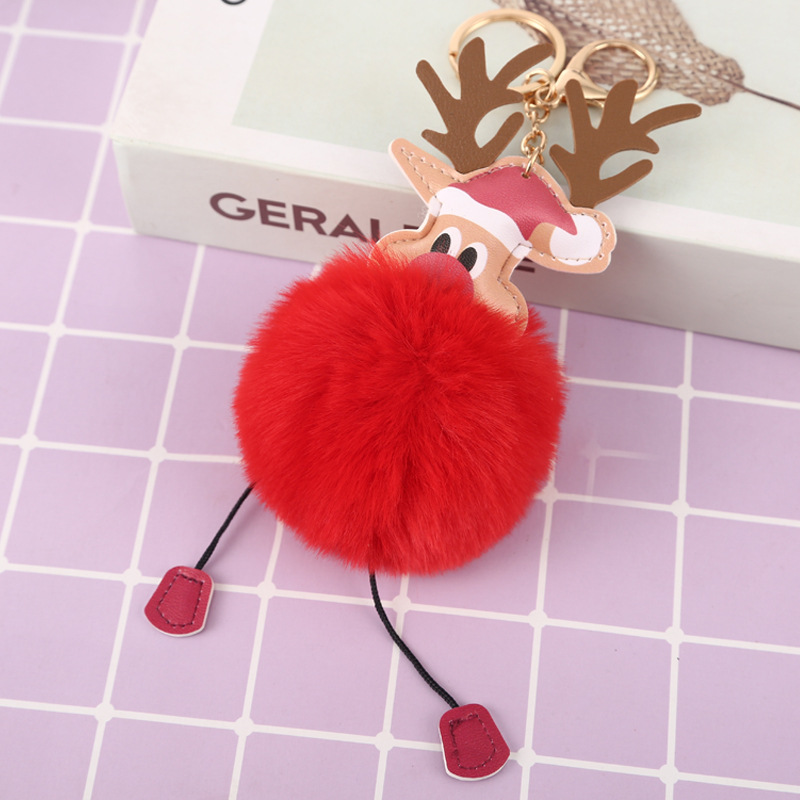 handmade, Accessories, Reindeer Bag Charm Keychain Pom Pom Clip To Purse