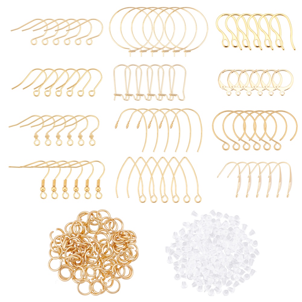 12 Style Earring Hooks Stainless Steel Assorted Ear Wire Hooks Golden Leverback  Earring Findings With Jump Ring And Earring Nuts For Jewelry Making - Temu  United Kingdom