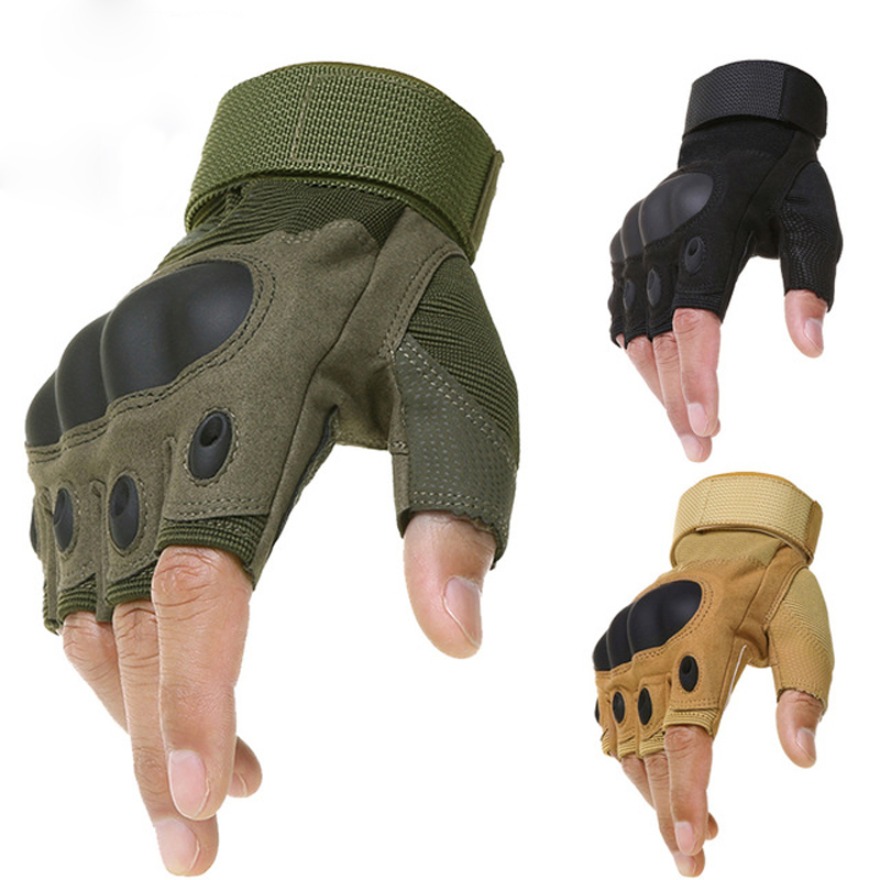 1 Pair Hard Knuckle Half Finger Gloves, Men's Fingerless Training Gloves  For Outdoor Sports