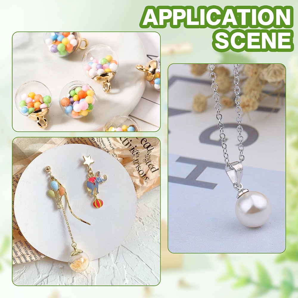 60Pcs Glass Globe Beads Earring Hook Flower Bails Caps DIY Dangle Earring  Making