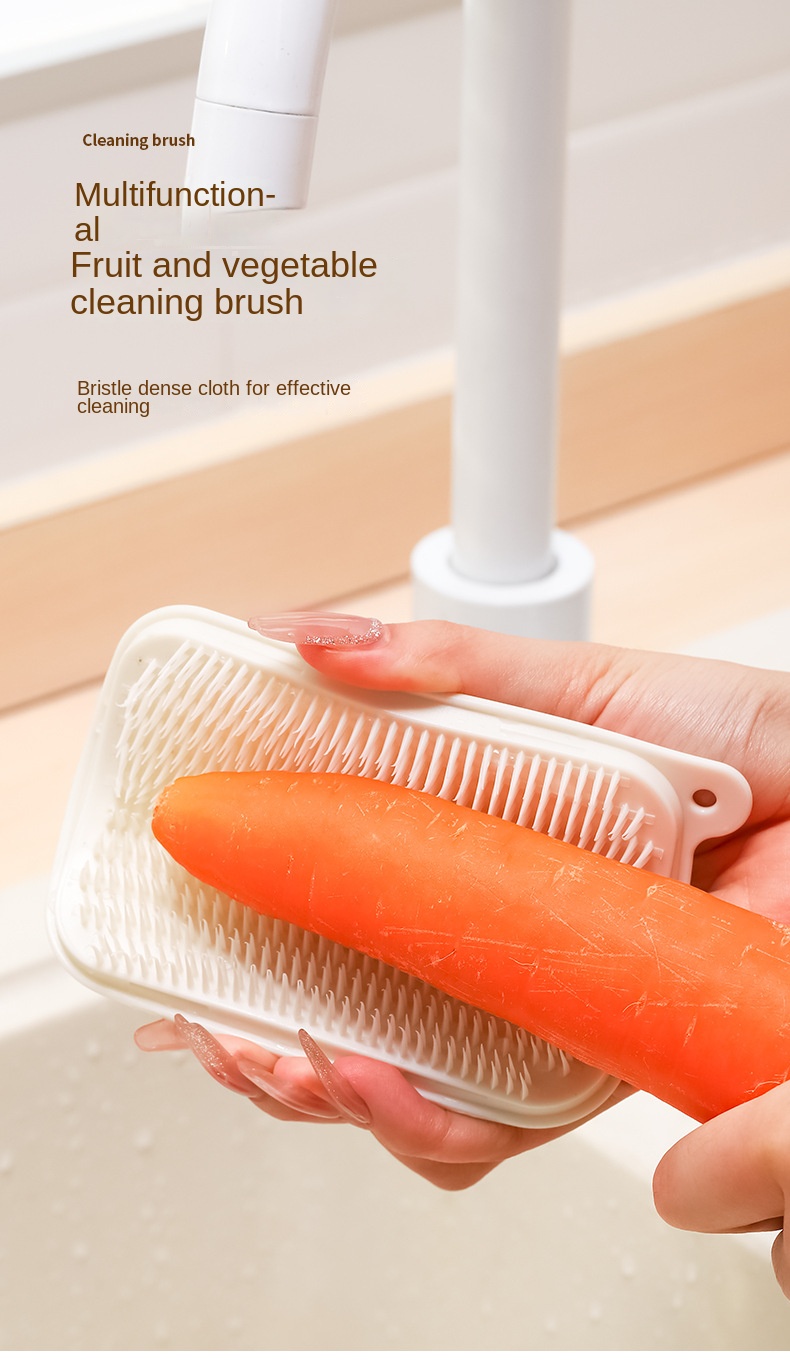 1pc Bendable Multi-functional Fruit & Vegetable Cleaning Brush- Soft  Scrubber For Kitchen Tools