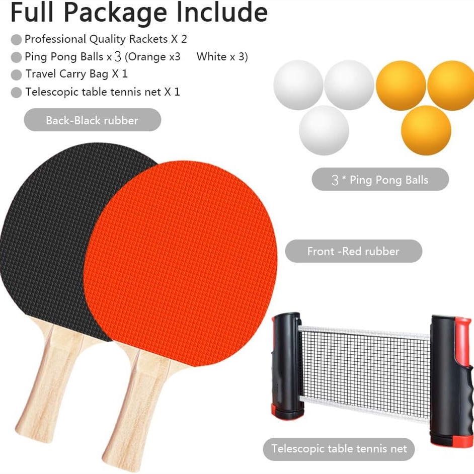 Ridley's Table Tennis Ping Pong Set Includes Balls/Net/Paddles