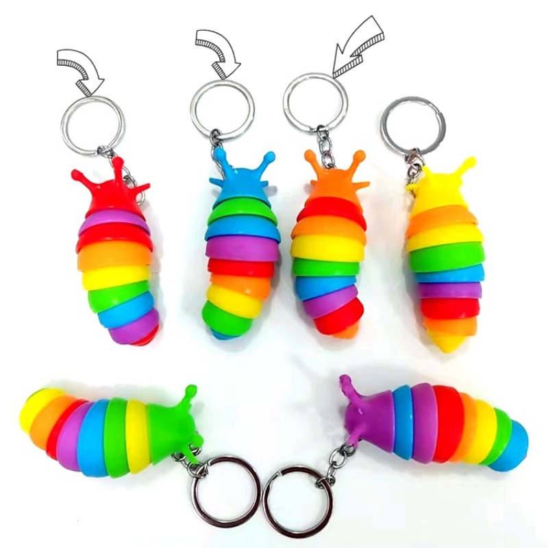 Buy Wholesale China New Coming Bulk Custom 3d Stress Relief Fidget Toy  Rainbow Twist Finger Slug Key Chain & Slug Key Chain at USD 0.9