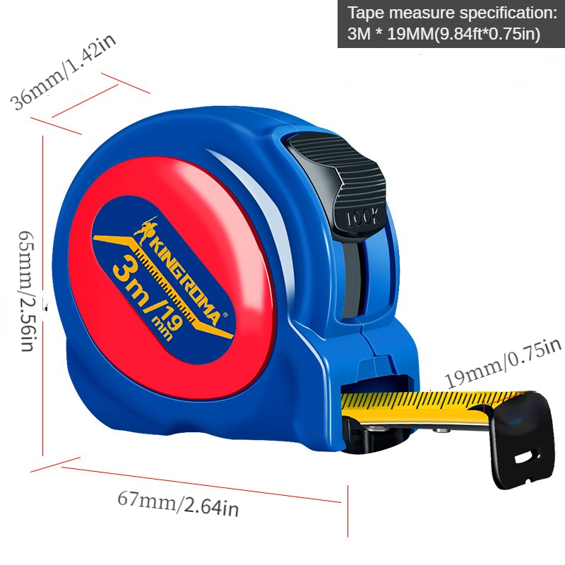 Retractable Metal Tape Measure 10ft/3m - Both Imperial and Metric Scale