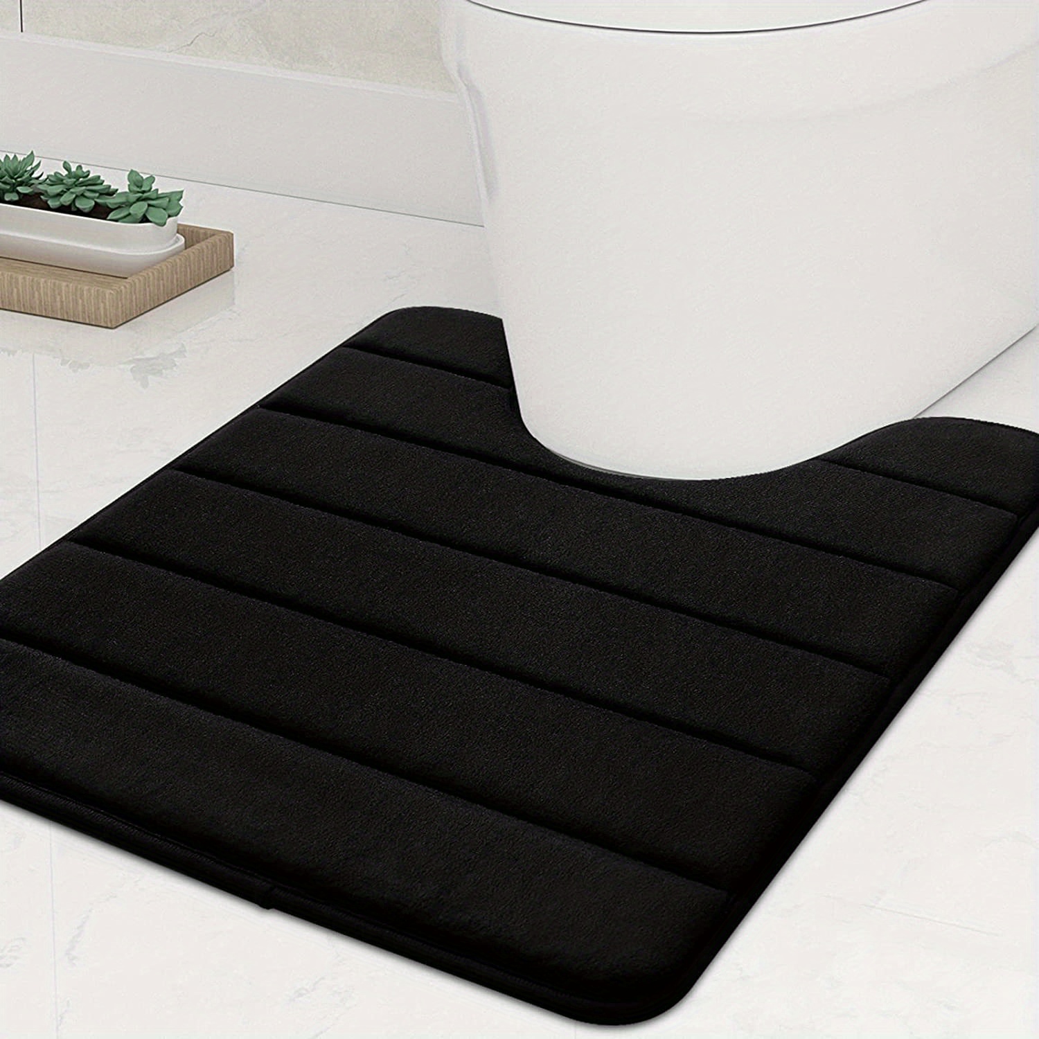 1pc Memory foam bath mat U-shaped, Commode outline carpet, soft