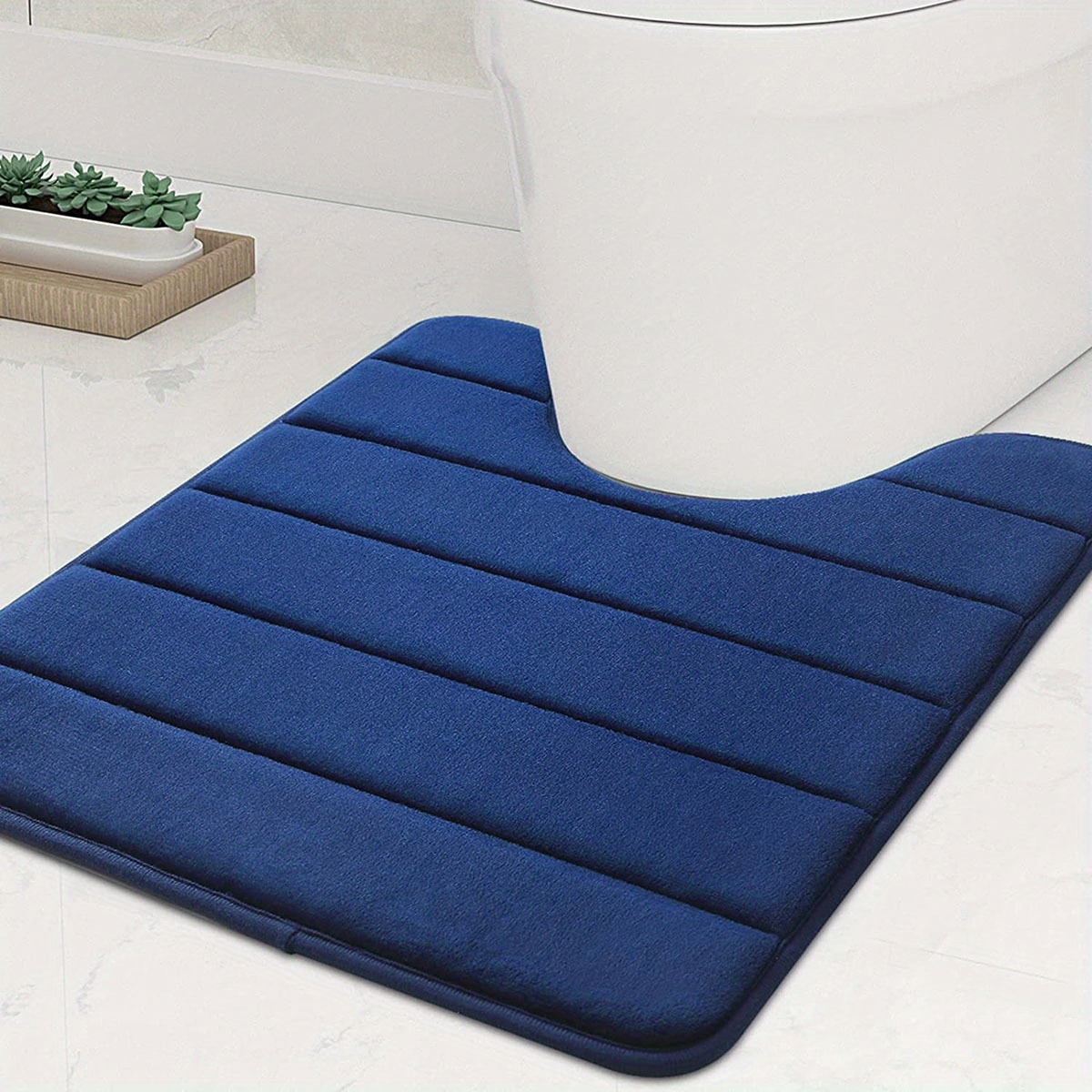 1pc Memory foam bath mat U-shaped, Commode outline carpet, soft