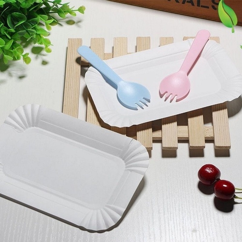 Rectangular Cake Tray White Paper Plates Disposable Dinner - Temu