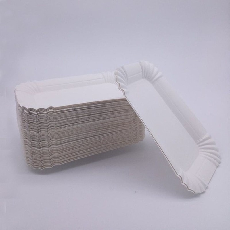 Rectangular Cake Tray White Paper Plates Disposable Dinner - Temu