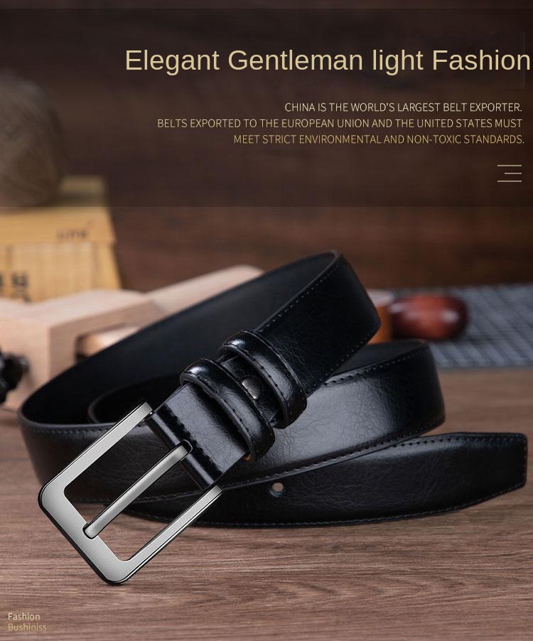 Men's Genuine Leather Belt, Fashion Classic Casual Belts, Buckle