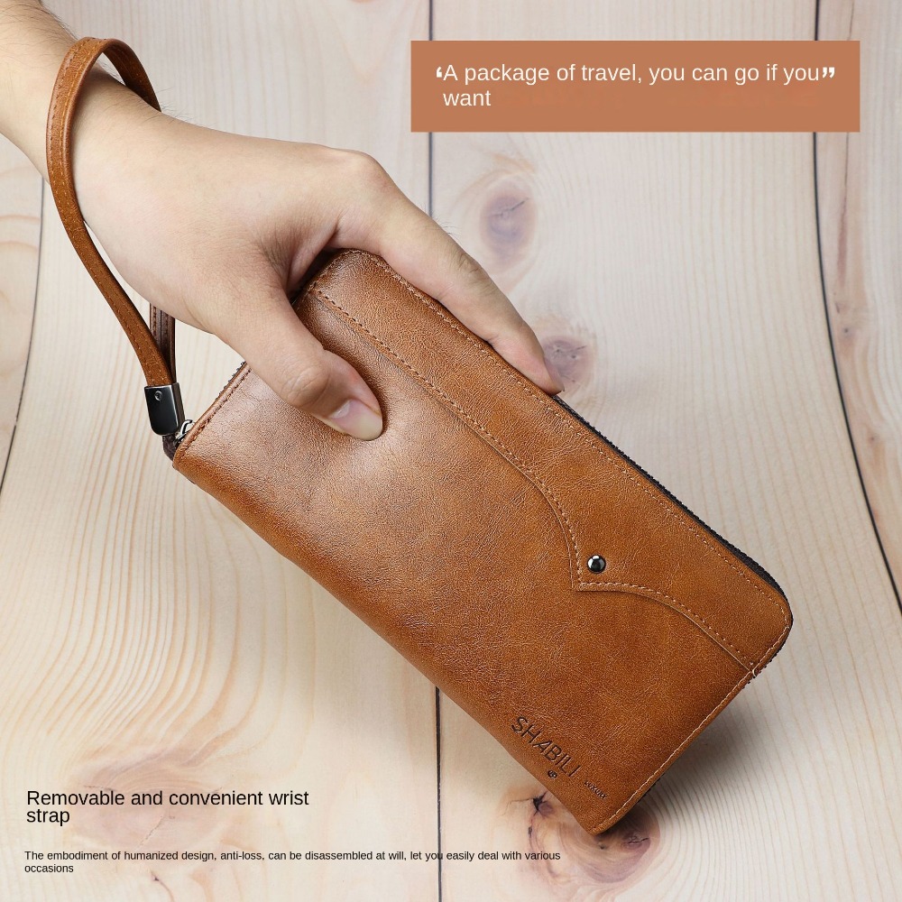 Men Wallet Clutch Bag Strap Leather Standard Removable Credit Card Holder  Pouch