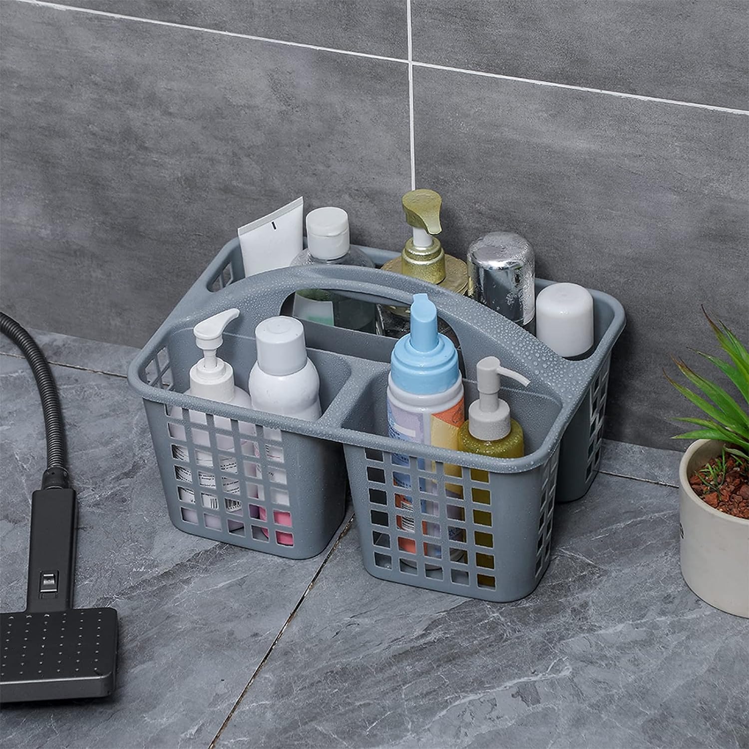Plastic Shower Caddy Basket with Compartments, Portable Divided
