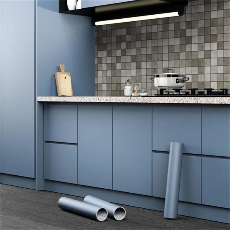 Modern Waterproof Self-Adhesive Wallpapers Kitchen Cabinet Single Color  Matte Wall Sticker Home Sticky Paper Decal Wall in Rolls