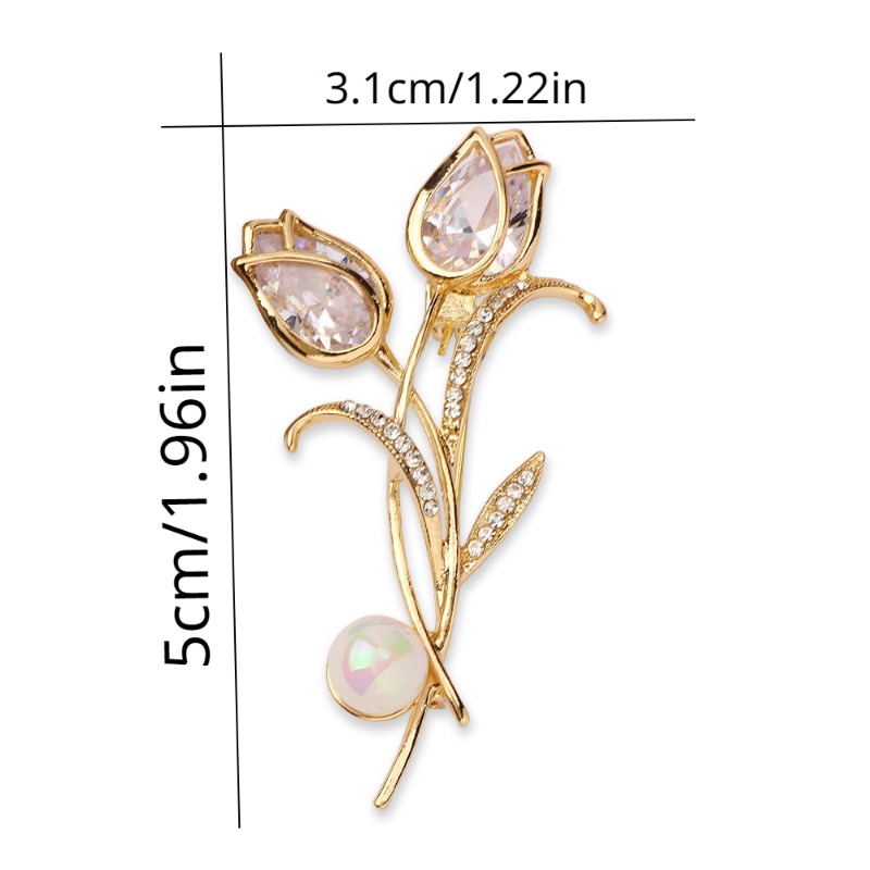 Elegant Rhinestone Decor Tulip Flower Brooch Pin For Girls - Temu