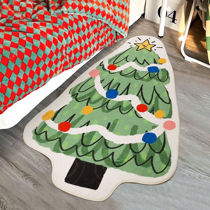 Christmas Round Area Rugs Collection 3', Winter Xmas Pine Tree Snowman Red  Snowflakes Non Slip Indoor Circular Throw Runner Rug Floor Mat Carpet for