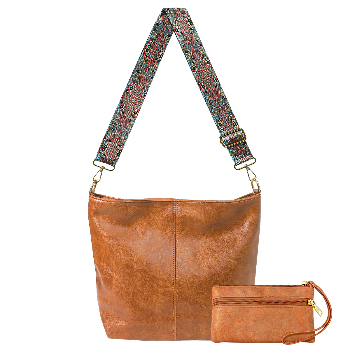 Classic Allover Print Versatile Shoulder Bag, Wide Strap Stylish Shoulder  Bag, Large Capacity Retro Magnet Zipper Trendy Crossbody Bag - Temu