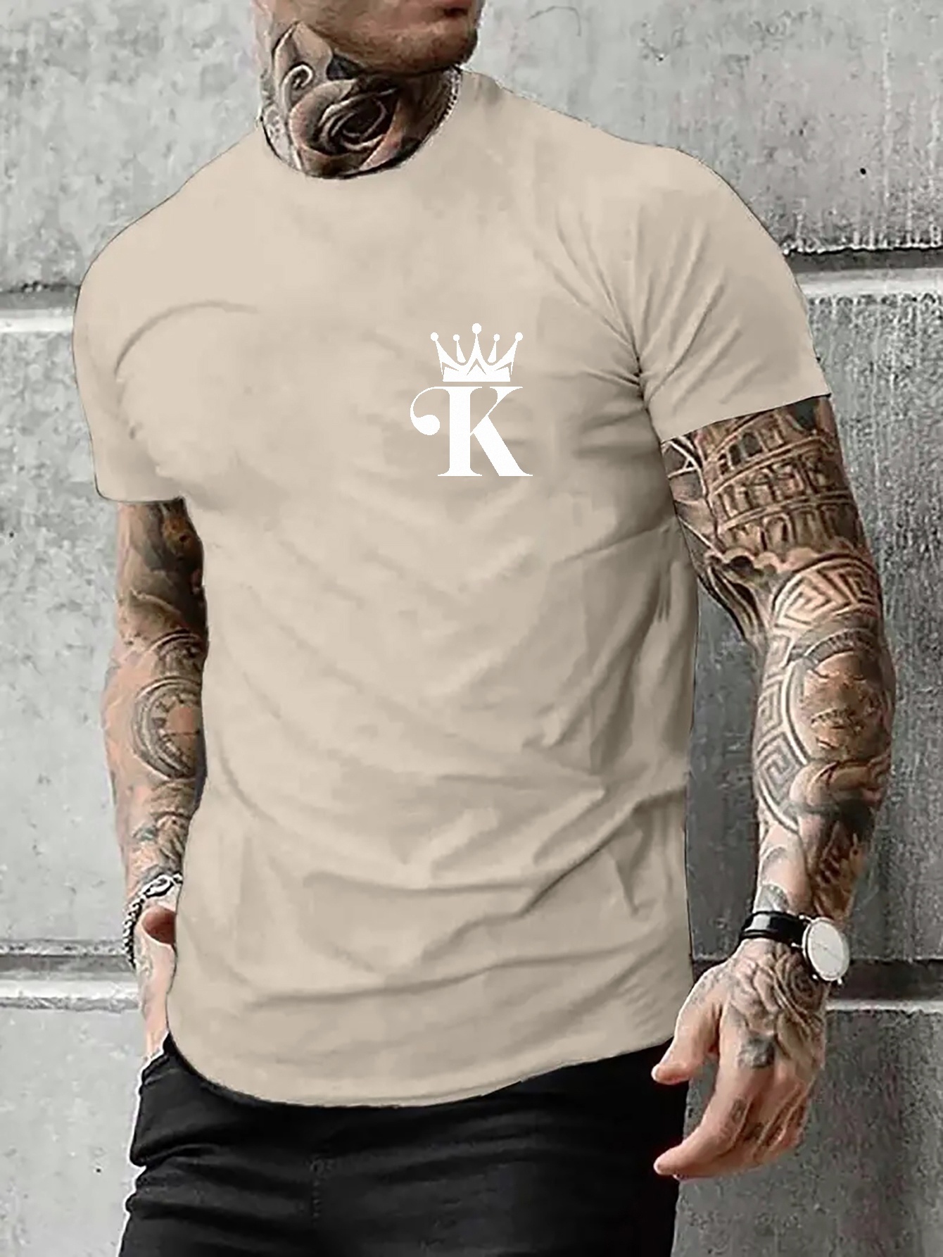 Oversized T shirt Men's Letter k Crown Graphic Print T - Temu Canada