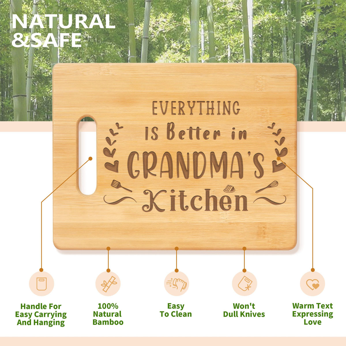 Personalized Cutting Board for Grandma's Kitchen - The BananaNana Shoppe