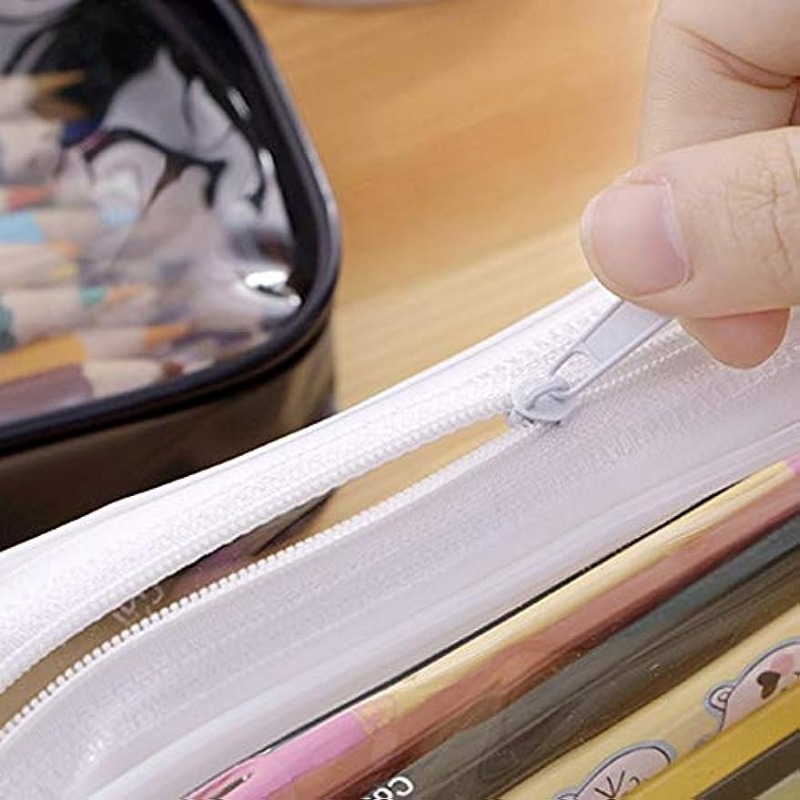 Clear Pvc Zipper Pencil Bag Toiletries Exam Pen Pencil Pouch - Temu