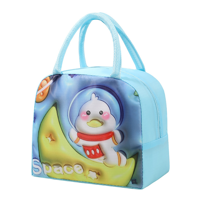 1pc Cute Children's Insulated Lunch Bag With 3d Pattern And Handle