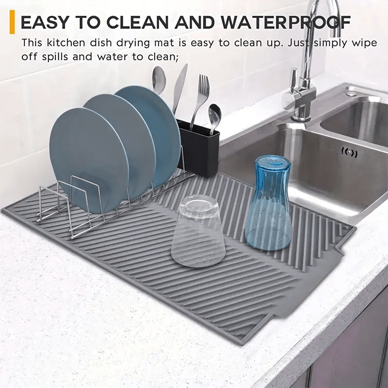 1pc Kitchen Sink Mats, Silicone Diatom Mud Dish Pads With Drainage