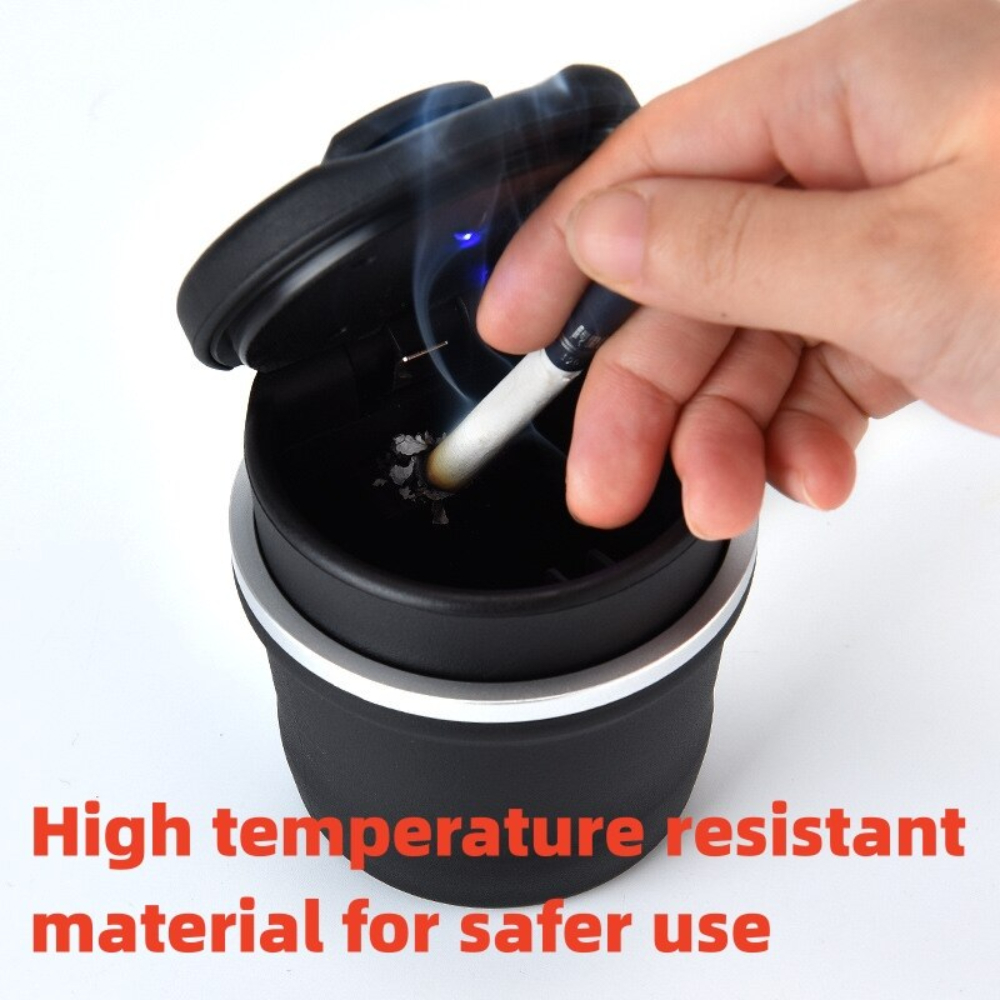 Car Ashtray With Lid Led Light Cigarette Ashtray Holder - Temu