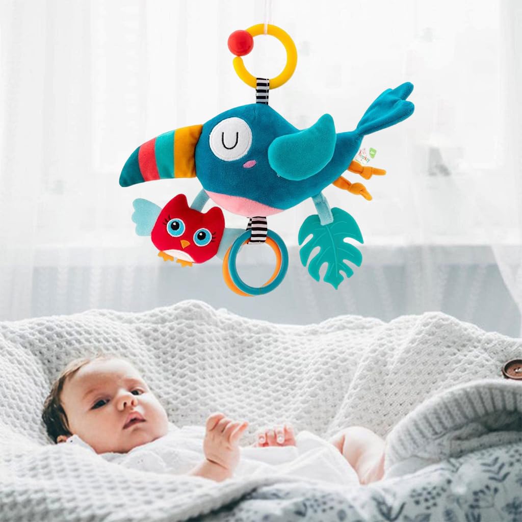 Mobile pour lit de bébé - Cloche de lit à carillon éolien en bois avec  boules de feutre et lapin mignon, Mobile de berceau Montessori pour bébés  garçons ou filles