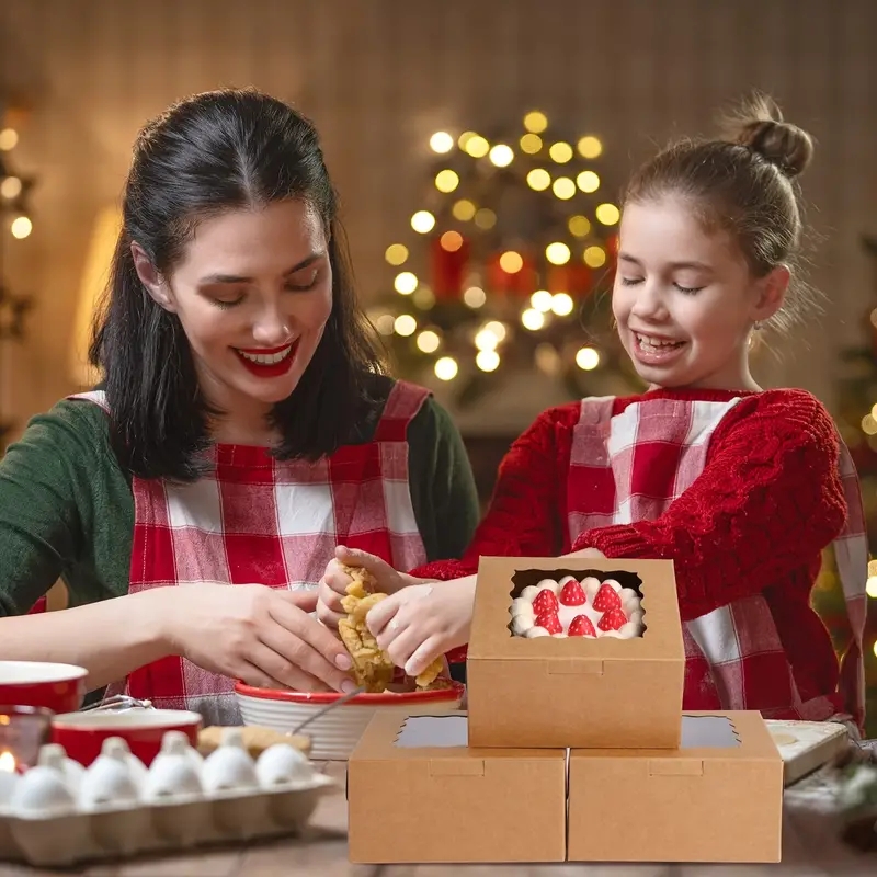 12 Pezzi Di Scatole Da Forno Con Finestra, Scatole Per Biscotti Kraft,  Scatole Per Dolcetti Piccoli, Scatole Per Pasticceria Per Fragole Ricoperte  Di