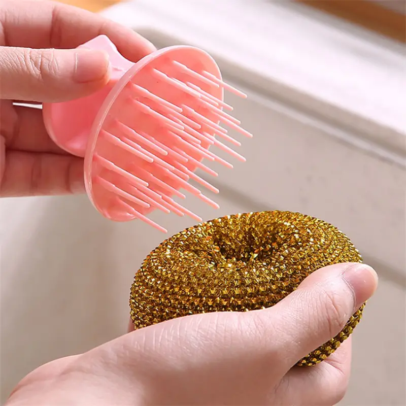 Dish Scrub Brush Detachable Sponge Cleaning Ball With Handle And