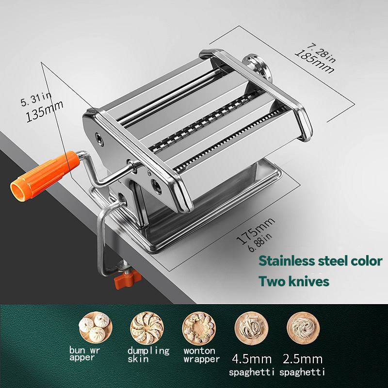  Pasta Maker Machine, Homemade Stainless Steel Manual