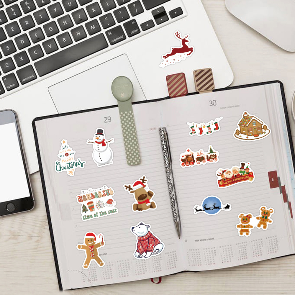 XEOVHV Christmas Stickers,Cute Merry Christmas Vinyl Stickers for Water  Bottles ,Scrapbooking Crafts Funny Christmas Holiday Stickers for Kids  Teens Aduts 