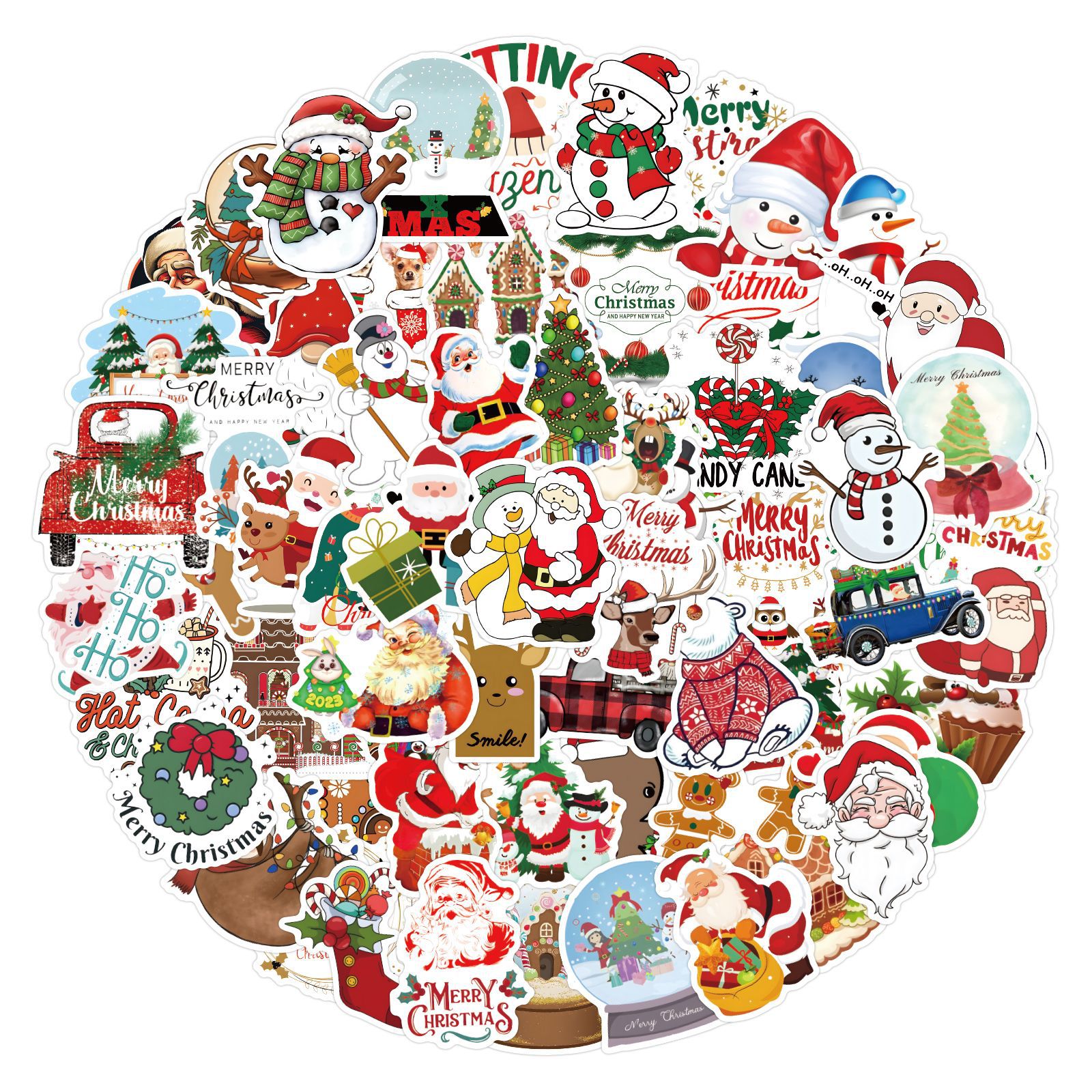 50Pcs Christmas Stickers for Kids, Cute Santa Vinyl Water Bottle Skateboard  Laptop Decals Pack(Christmas)